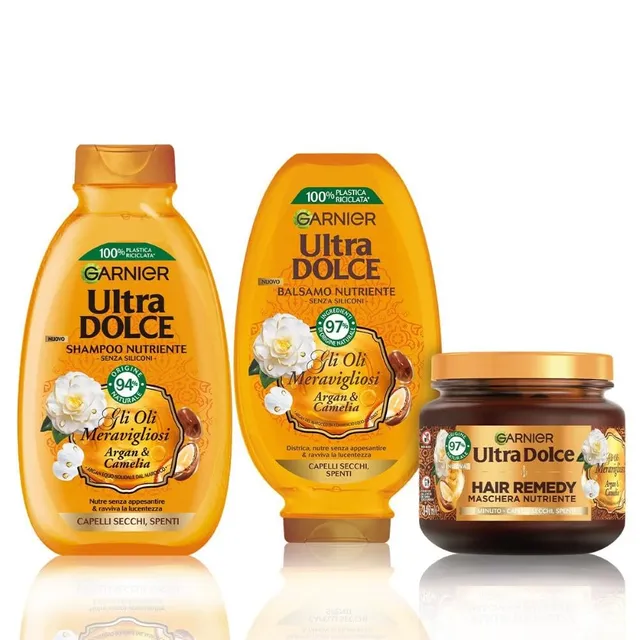 garnier-ultra-dolce-gli-oli-meravigliosi-kit-routine-completa-con-shampoo-300-ml image 1
