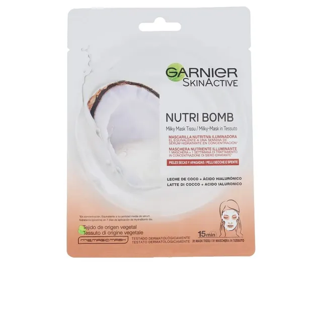 garnier-nutribomb-maschera-in-tessuto-nutriente-e-illuminante-con-latte-di-cocco image 1
