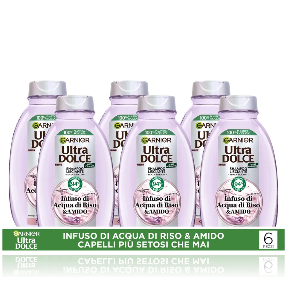 garnier-ultra-dolce-shampoo-lisciante-infuso-di-acqua-di-riso-amido-multi-pack-x image 1