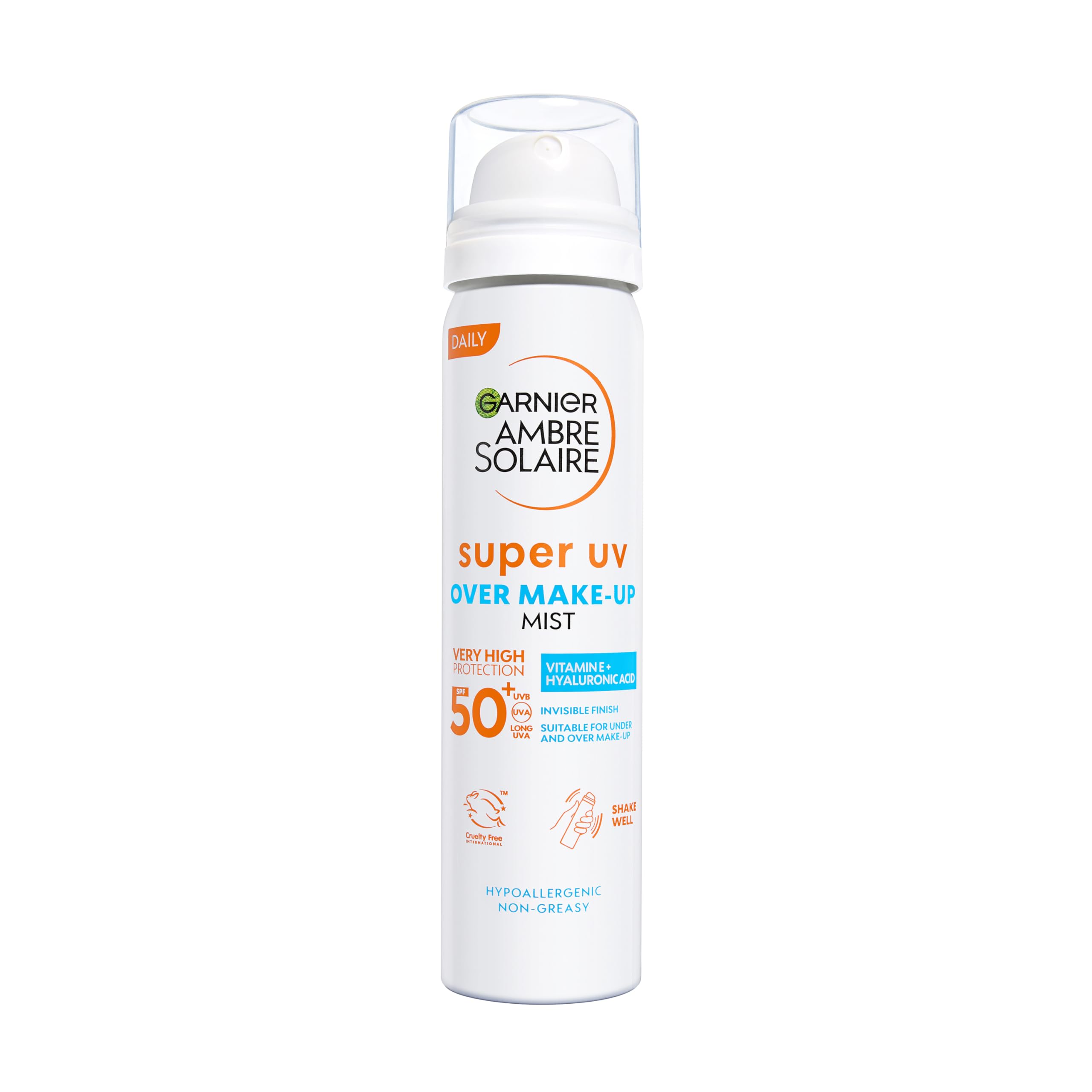 garnier-ambre-solaire-spray-fissante-make-up-spf-50-anti-macchie-75-ml-formula-v image 1