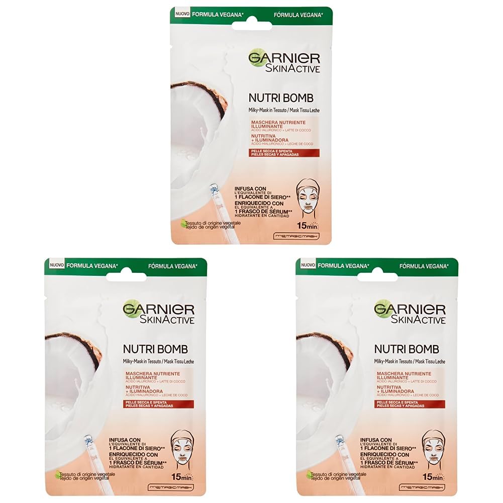 garnier-nutribomb-maschera-in-tessuto-nutriente-e-illuminante-con-latte-di-cocco image 2