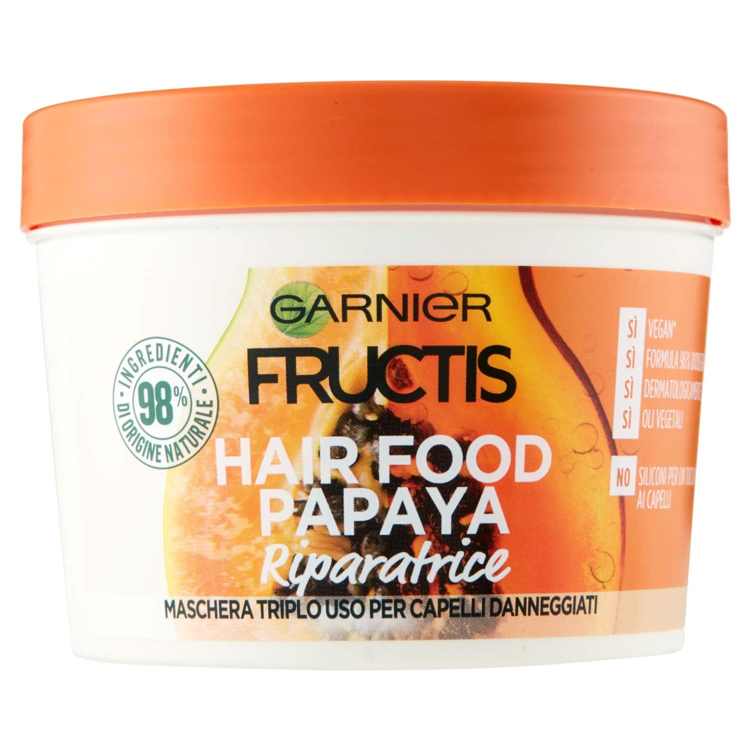 garnier-fructis-hair-food-papaya-maschera-riparatrice-3-in-1-vegana-per-capelli- image 1