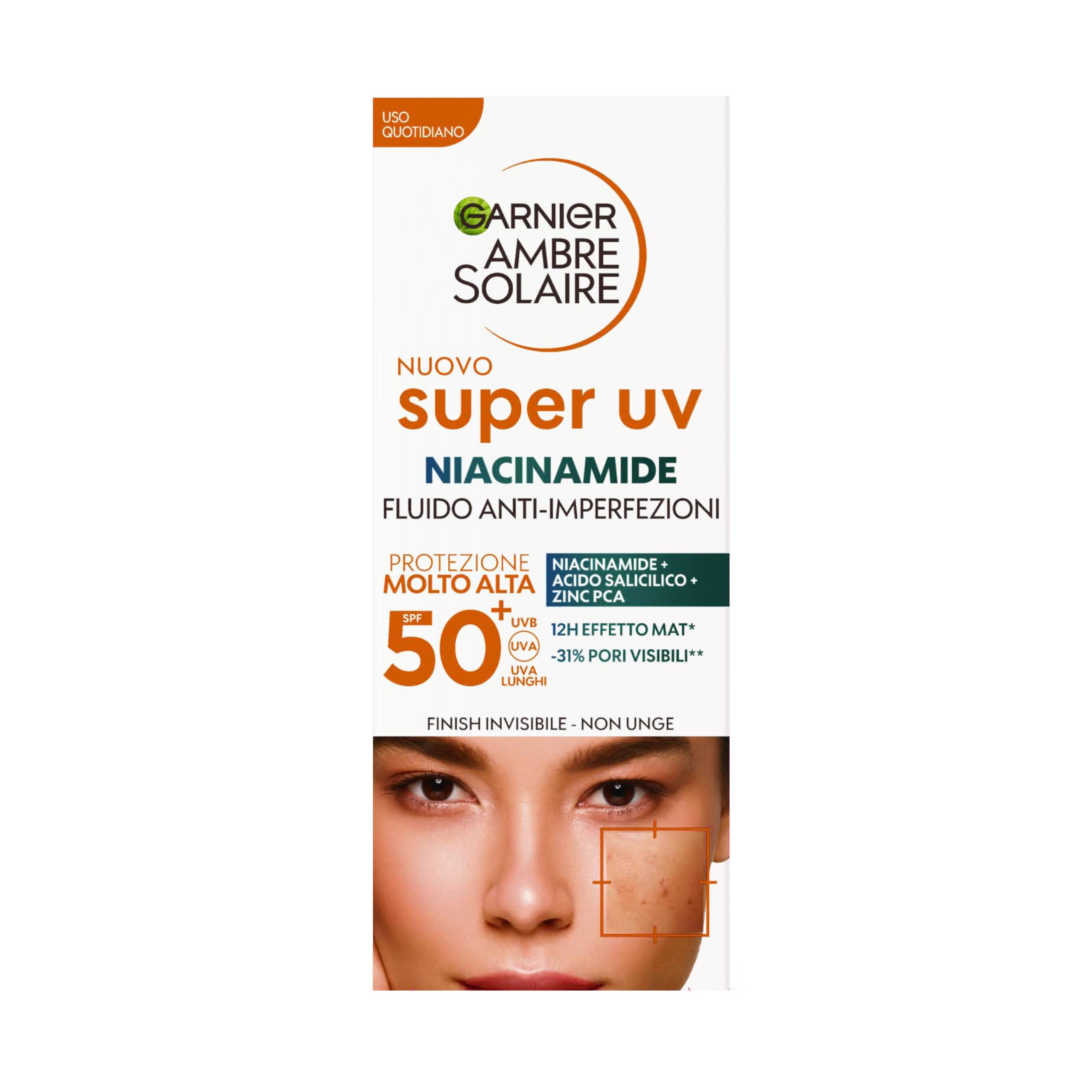garnier-ambre-solaire-super-uv-fluido-viso-anti-imperfezioni-spf-50-con-niacinam image 2