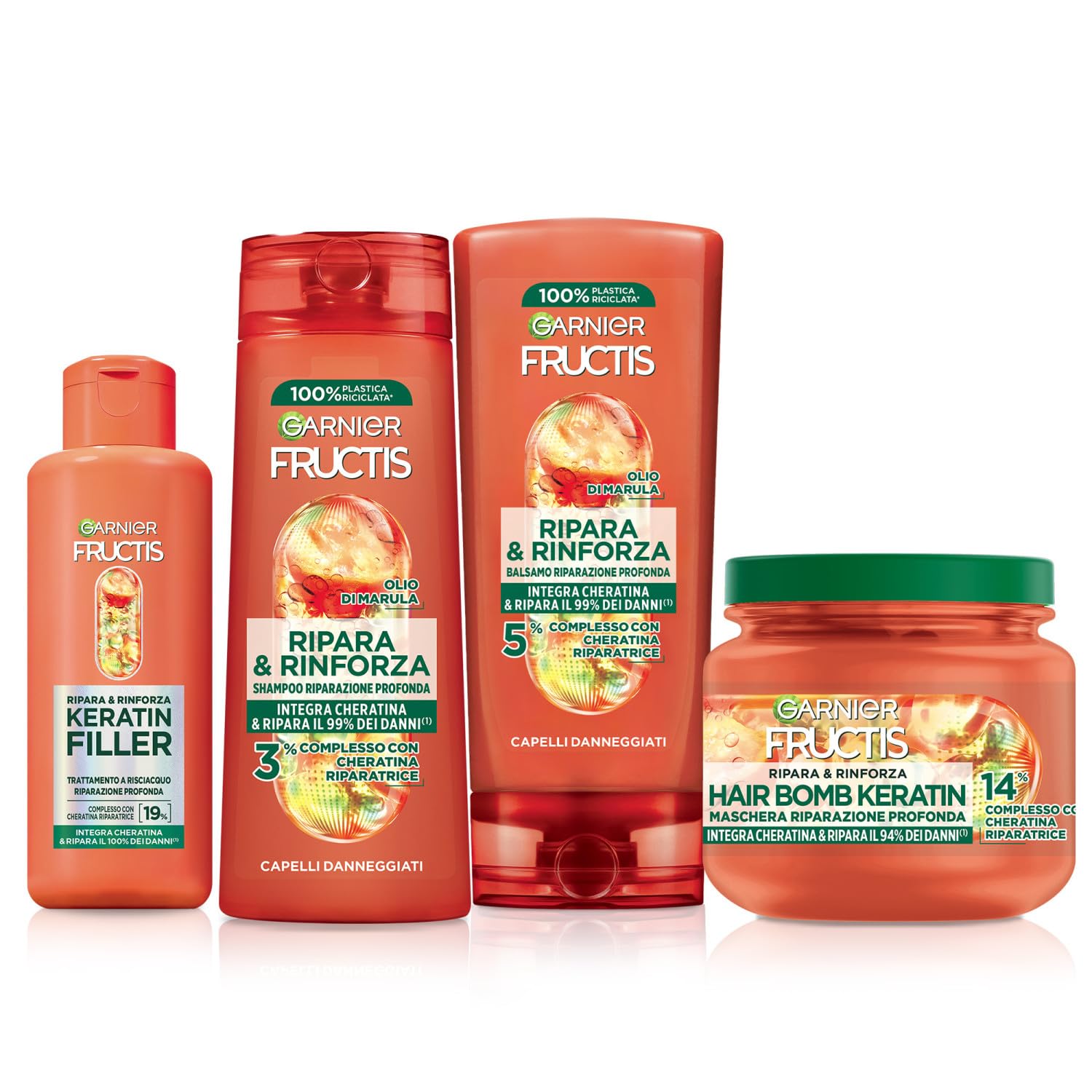 garnier-fructis-kit-ripara-rinforza-keratin-filler-trattamento-shampoo-balsamo-e image 1