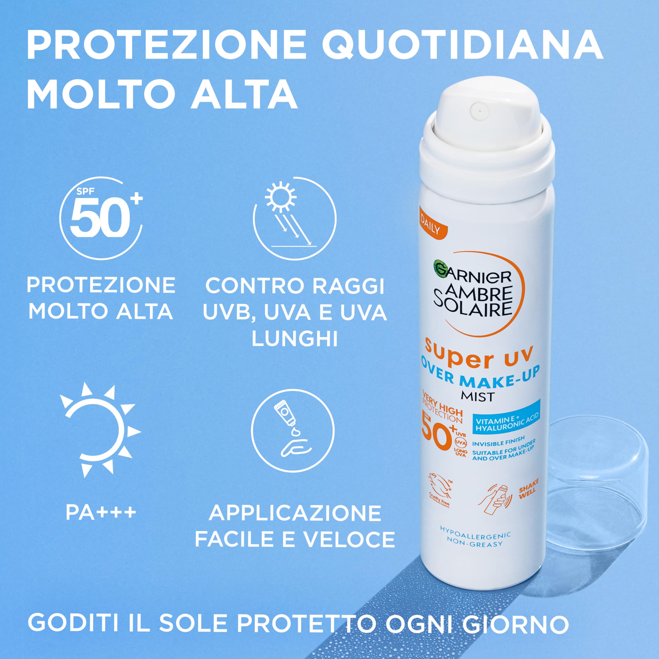 garnier-ambre-solaire-spray-fissante-make-up-spf-50-anti-macchie-75-ml-formula-v image 2