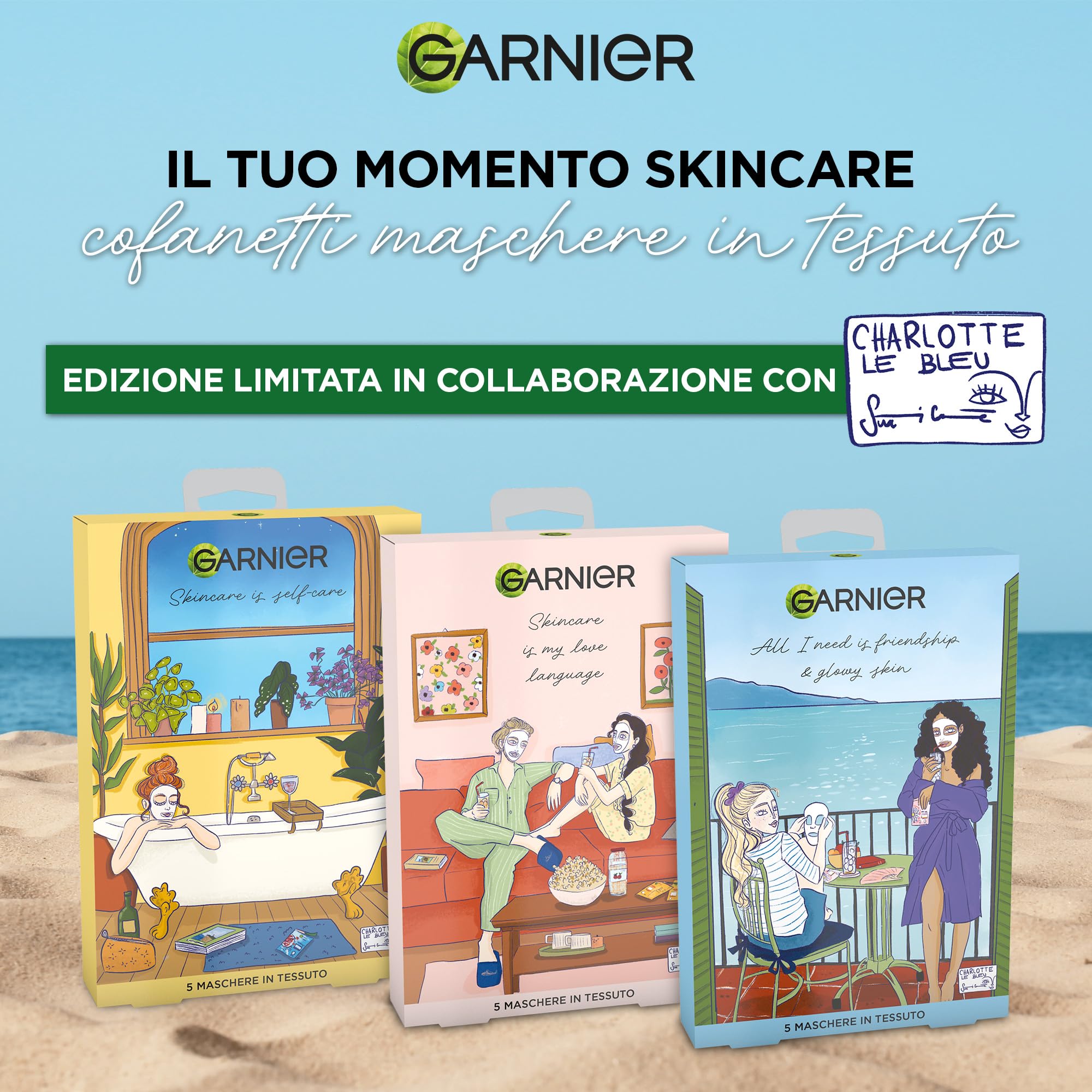 garnier-skinactive-cofanetto-limited-edition-charlotte-lebleu-5-maschere-viso-in image 2